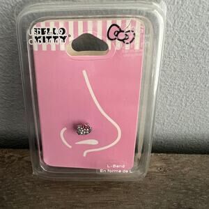 New 20G 0.8 mm Hello Kitty Stainless Steel Silver Crystal Face L Bend Nose Stud